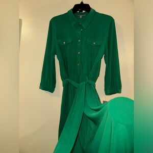 Vibrant Green Button-Up Dress